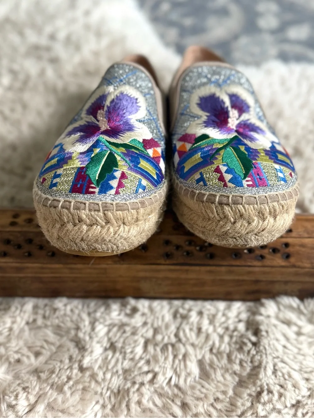 Johnny Was Madrid Embroidered Espadrille Multi side 40 US 9